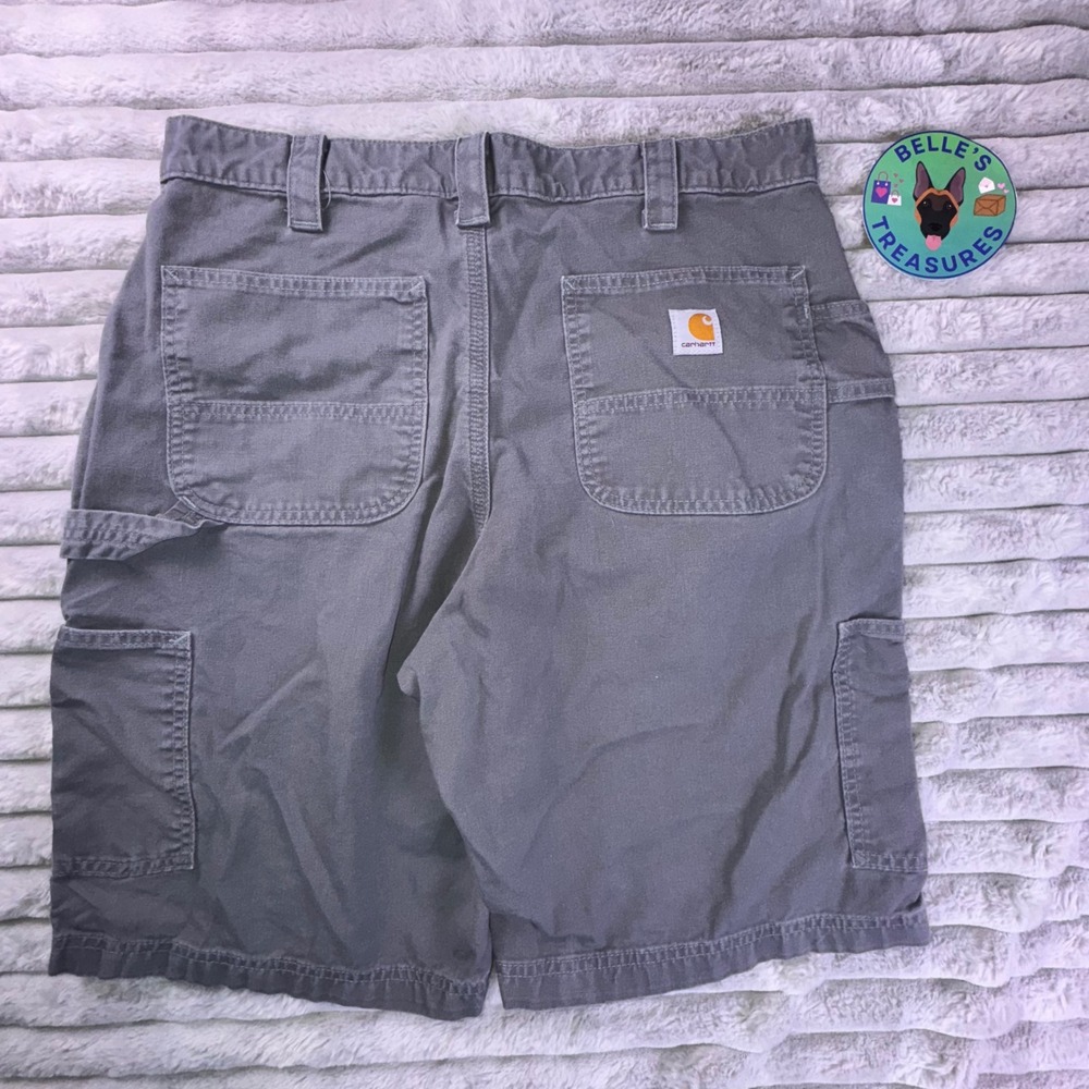 Carhartt Shorts Mens 34 Carpenter Work Utility Gray RARE distressed canvas 32x10